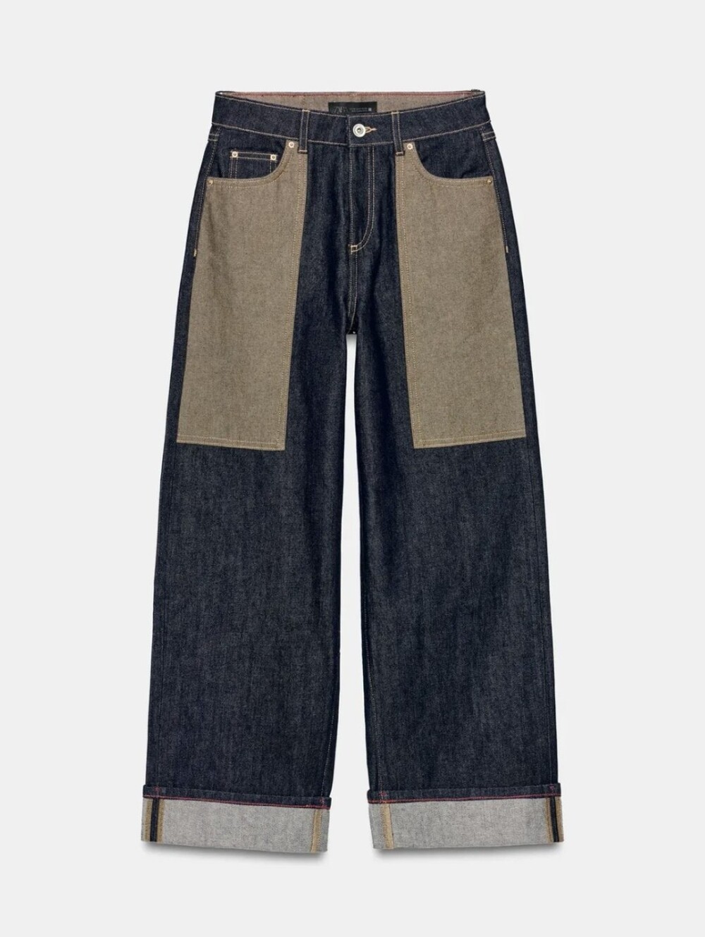 ZARA Z1975 HIGH-RISE COMBINED CUFFED JEANS